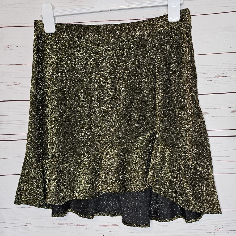 MICHAEL Michael Kors Asymmetrical Ruffle Metallic Mini  Skirt